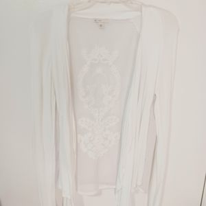 Women's c e s t 1946 white long sleeve open front cardigan sweater, size large
